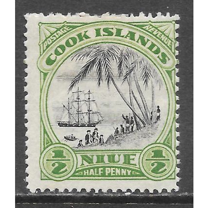 NIUE 1932 KG5 HALFPENNY LANDING CAPTAIN COOK ISLANDS MINT MH