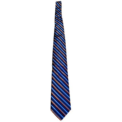 Cremieux Men's Multi Striped Navy Rust Gold 100% Silk Neck Tie Rare Design