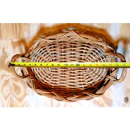 Heavy/Sturdy Flat Oval Basket w/ Side handles/ Ribbed/Bamboo - Sm. Pet Bed/More!