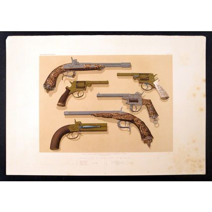 BELGIAN & ENGLISH PISTOLS 1870s Bernimolin, Robert Adams CHROMOLITHOGRAPH #35