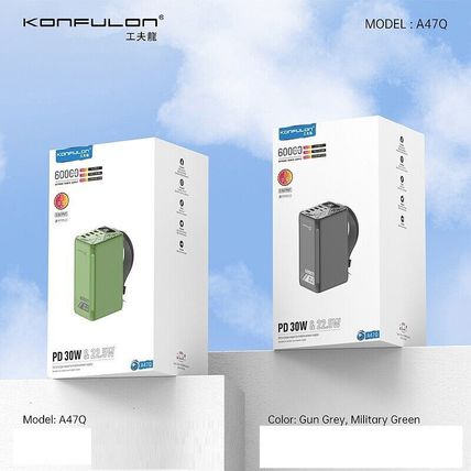 Konfulon 60000mAh Power Bank PD Type C 30W Fast Charger 6 Ports LED Flashlight