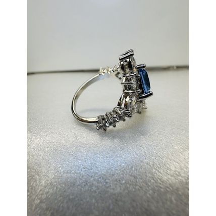 Ring Bomb Party Sz6 RBP Brilliant Blue Gem W/Rhodium P Band Costume Jewelry