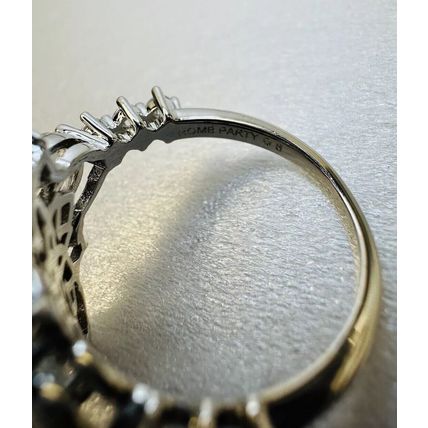 Ring Bomb Party Sz6 RBP Brilliant Blue Gem W/Rhodium P Band Costume Jewelry