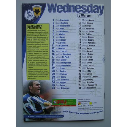 SHEFFIELD WEDNESDAY v WOLVES Div1 23/12/2000