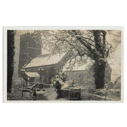 Bedingfield Church Snow Scene, Suffolk, RP Postcard.