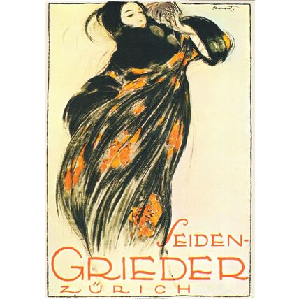 Seiden Grieder 1918 WW1 Switzerland Zurich Woman Poster Postcard
