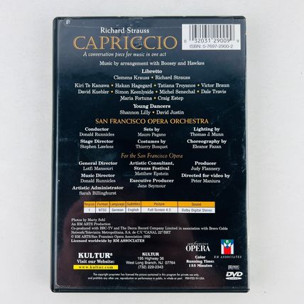 Richard Strauss - Capriccio Opera DVD Runnicles, Te Kanawa, Hagegard, Troyanos