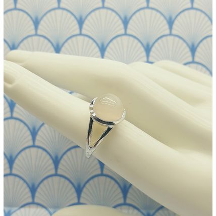 Vintage Chunky 925 Sterling Silver and Moonstone Cabochon Dome Ring