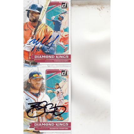 YORDAN ALVAREZ & BRANDON CRAWFORD AUTO 2022 ASTROS & GIANTS STAR WORLD CHAMPIONS