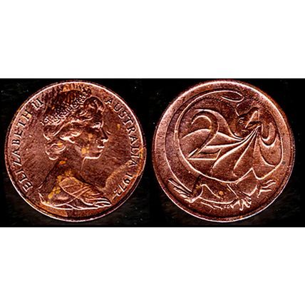 Australia Two Cent 1972 Used Coin Frilled neck-lizard 2c QE II