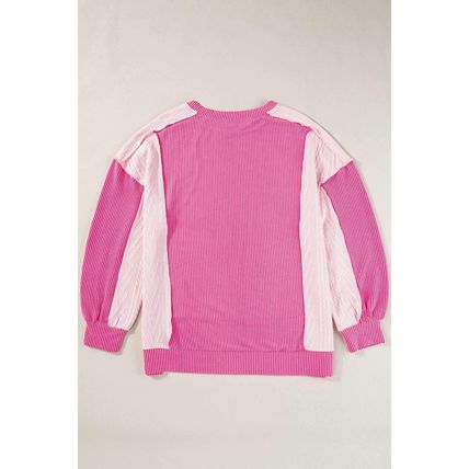 Bonbon Cable Knit Colorblock Exposed Seam Sweatshirt