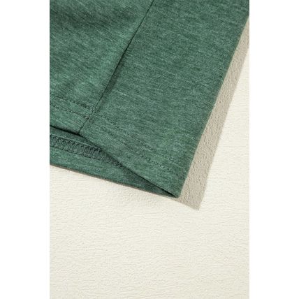 Blackish Green Asymmetric Seam Detail Solid Color Long Sleeve Top