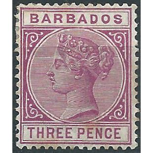 Barbados 1882 SG96 3d Reddish Purple Mounted Mint....