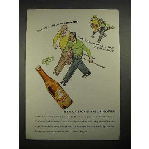1935 White Rock Water Ad - Men of Sports are Drink-Wise