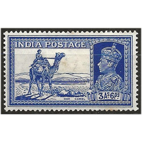 India 1937 SG254 3a6p Bright Blue Mounted Mint ... ..