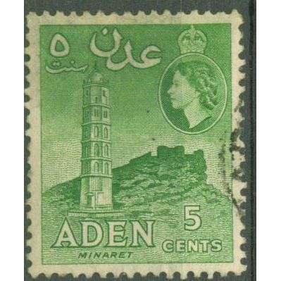 ADEN - 1953-63 5c yellowish green - Fine Used
