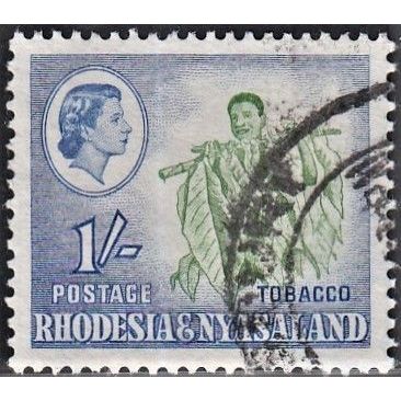 RHODESIA & NYASALAND, 1959 1/- Tobacco, SG 25 (Scott #165), used
