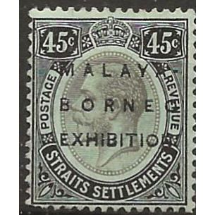 Straits Settlements 1922 SG246 45c Black & Blue-Green Malaya Borneo Exhib M/M..