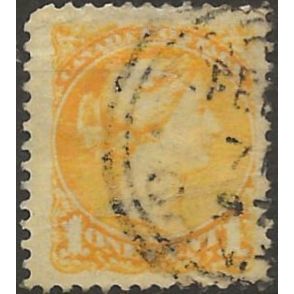 Canada 1877 SG92 1c Pale Dull Yellow Fine Used .