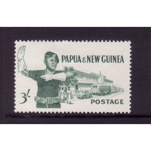 PAPUA NEW GUINEA 1961 3s GREEN TRAFFIC POLICEMAN SG 32 M / MINT
