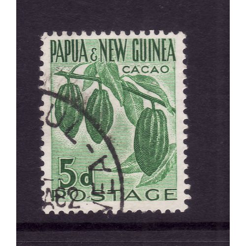 PAPUA NEW GUINEA 1958 5d GREEN CACAO PLANT SG 19 FINE USED#2