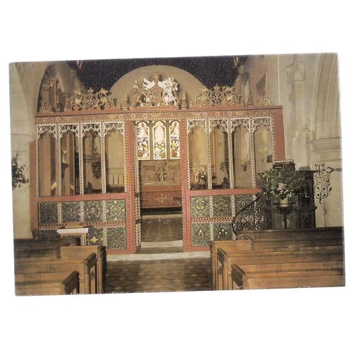TUDOR ROOD SCREEN, ST. NICHOLAS HURST unused vintage postcard =