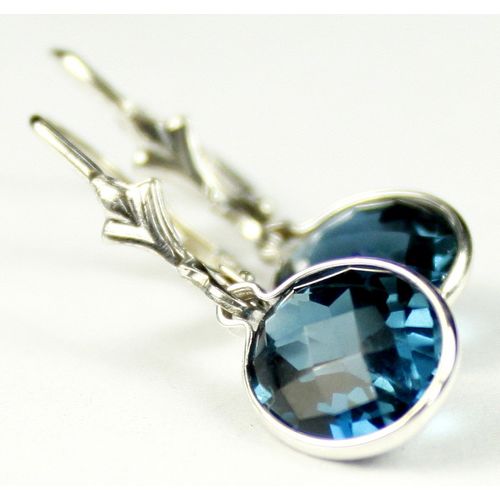 London Blue Topaz, 925 Sterling Silver Leverback Earrings, SE101