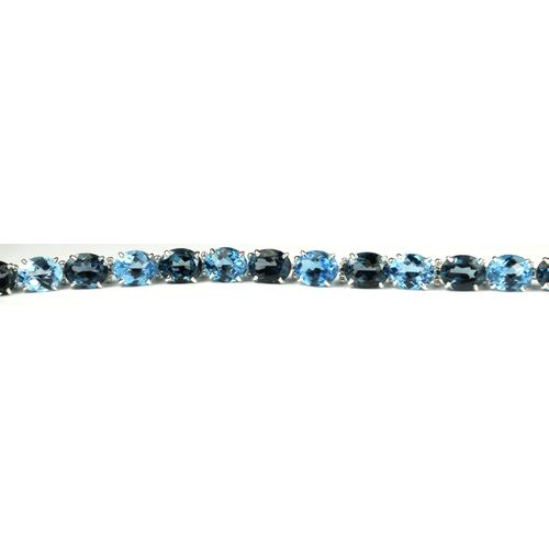 London Blue Topaz & Swiss Blue Topaz, 925 Sterling Silver Bracelet, SB003