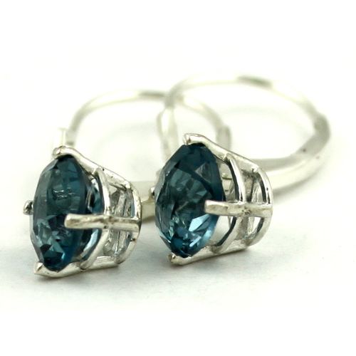London Blue Topaz, 925 Sterling Silver Leverback Earrings, SE017
