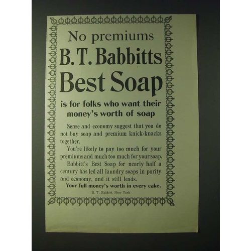 1900 B.T. Babbitt's Best Soap Ad - No premiums