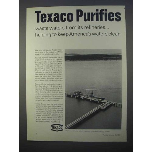 1966 Texaco Oil Ad - Purifies Waste Waters