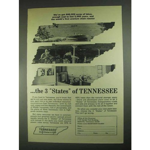 1967 Tennessee Development Ad - 600,000 Acres of Lakes