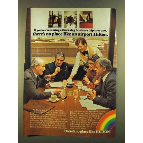 1980 Hilton Hotels Ad - Cramming Business Trip