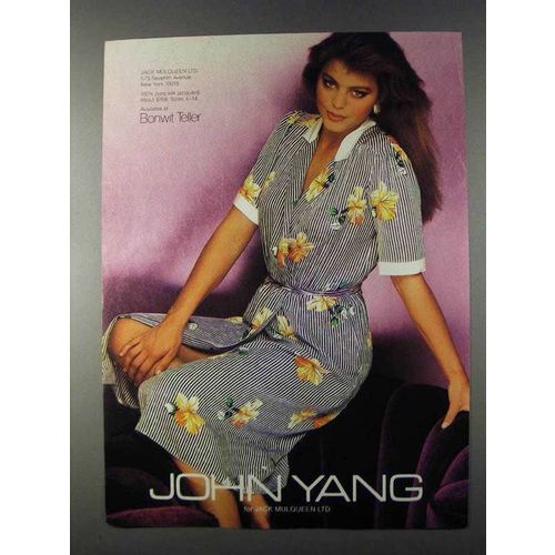 1980 John Yang for Jack Mulqueen Silk Jacquard Ad