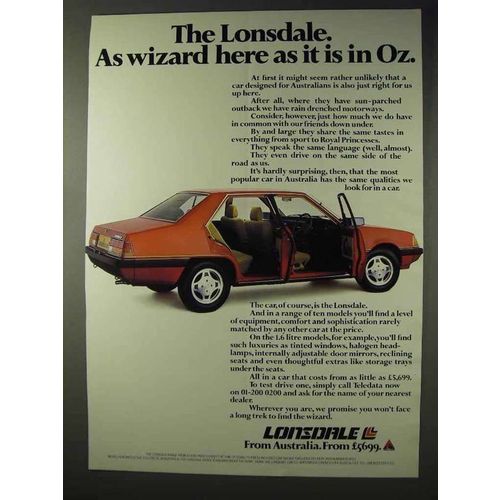 1983 Lonsdale 2.0 Litre SE Car Ad - Wizard Here in Oz