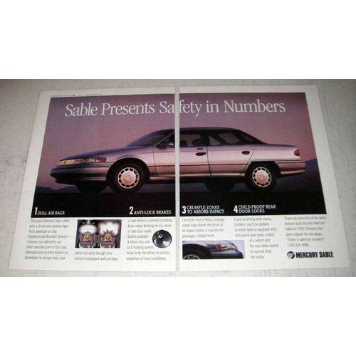 1992 Mercury Sable Ad - Presents Safety in Numbers