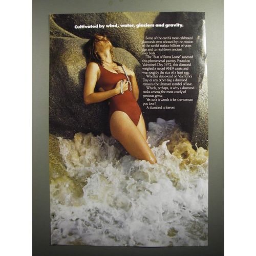1991 De Beers Diamonds Ad - Cultivated by wind, water, glaciers and gravity