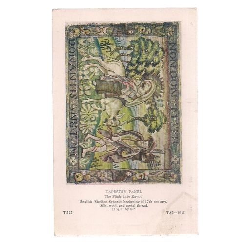 TAPESTRY PANEL English 17th C. unused postcard Victoria & Albert Museum #