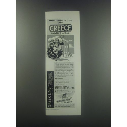 1956 National Tourist Organization of Greece Ad - Bring legend to life