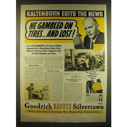1937 Goodrich Safety Silvertown Tires Advertisement - H.V. Kaltenborn
