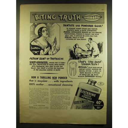 1937 Listerine Tooth Powder Ad - The Biting Truth