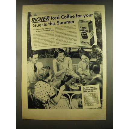 1937 Chase & Sanborn Coffee Ad - Richer Iced Coffee for your guests this summer