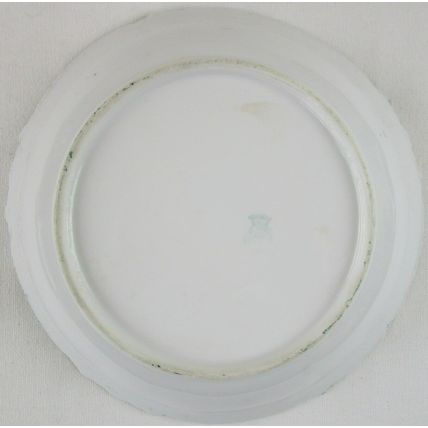 Vintage Hand Painted Green with Roses 8-1/8" Round Vegetable Serving Bowl