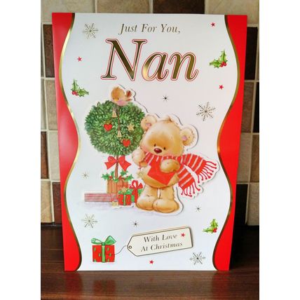 XXL 3D Christmas Card - For You Nan- Hand Made Glitter Card - 002