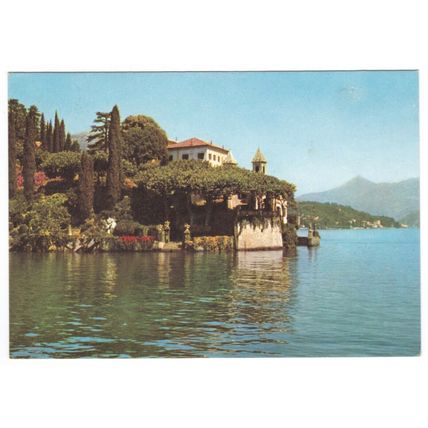 Postcard Punta Balbianello. Villa del Balbianello, Lenno, Lake Como, Italy