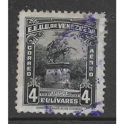 VENEZUELA 1940 STATUE OF BOLIVAR AT CARCACAS 4b BLACK SG 644 FINE USED#