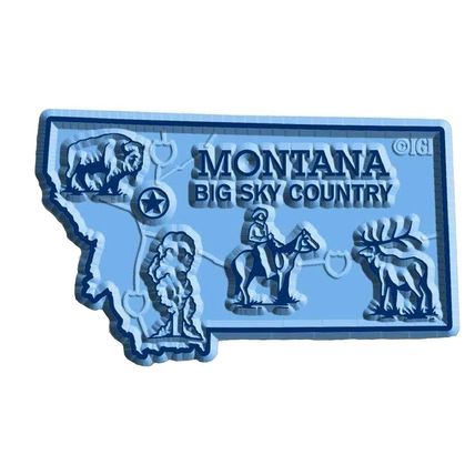 Montana Big Sky Country State Map Fridge Magnet