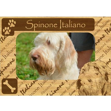 Spinone Italiano w Paws Engraved Wood Picture Frame Magnet