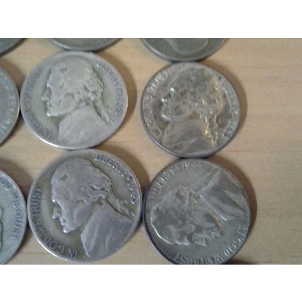 Lot of Forty U.S. Wartime Silver Nickels