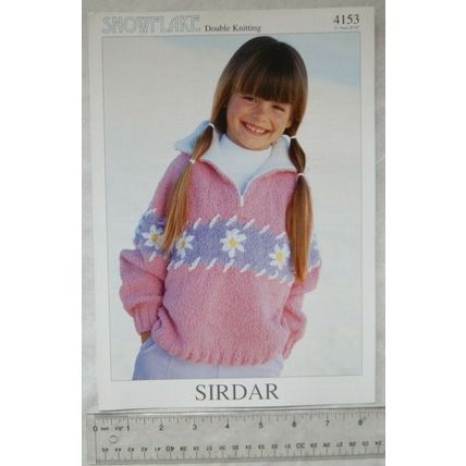 Vintage: Sirdar 4153 flower sweaters, DK, 22-32 inch, 56-81 cm